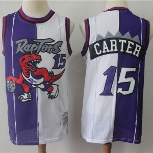 NBA Raptors 15 Vince Carter Purple White Retro Split Men Jersey