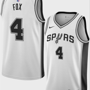 Men's San Antonio Spurs #4 De'Aaron Fox White 2024-25 Association Edition Stitched Jersey