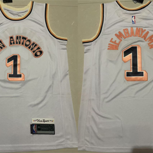Men's San Antonio Spurs #1 Victor Wembanyama Light Blue 2024 City Edition Stitched Jersey