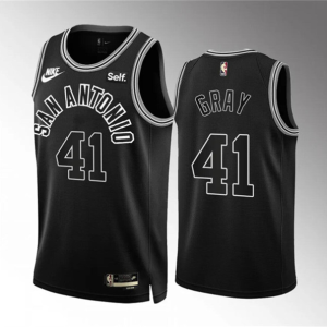 Men's San Antonio Spurs #41 Raiquan Gray 2022/23 Black Classic Edition Stitched Jersey