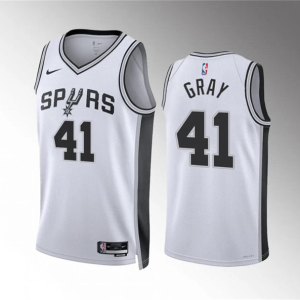 Men's San Antonio Spurs #41 Raiquan Gray White Association Edition Stitched Jersey