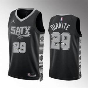 Men's San Antonio Spurs #29 Mamadi Diakite Black Statement Edition Stitched Jersey