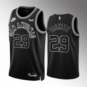 Men's San Antonio Spurs #29 Mamadi Diakite Black Icon Edition Stitched Jersey
