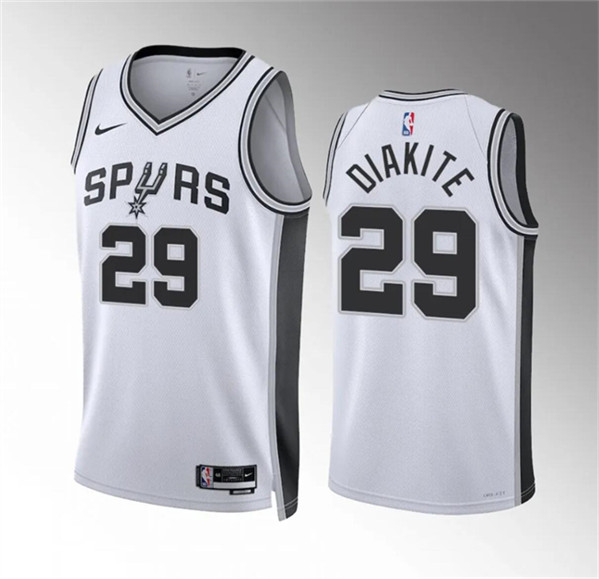 Men's San Antonio Spurs #29 Mamadi Diakite White Association Edition Stitched Jersey