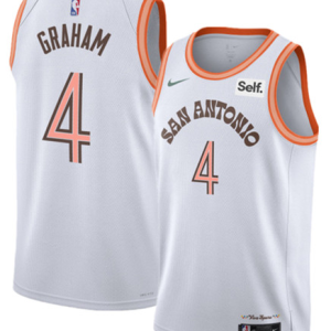 Men's San Antonio Spurs #4 Devonte' Graham White 2023/24 City Edition Stitched Jersey