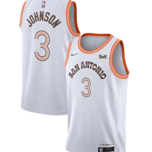 Men's San Antonio Spurs #3 Keldon Johnson White 2023/24 City Edition Stitched Jersey