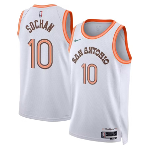 Men's San Antonio Spurs #10 Jeremy Sochan White 2023/24 City Edition Stitched Jersey