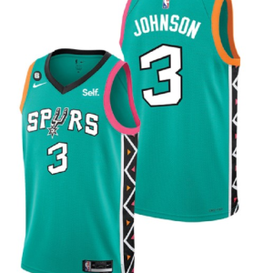 Copy NBA San Antonio Spurs #3 Keldon Johnson Teal 2022 City Edition With NO.6 Patch Stitched Jersey