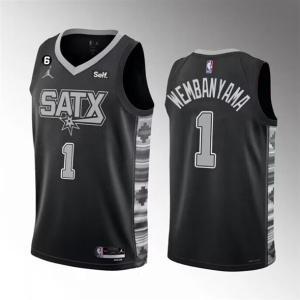 NBA Men's San Antonio Spurs #1 Victor Wembanyama Black 2022/23 Statement Edition With Jersey