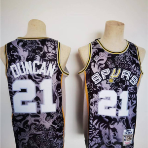 NBA San Antonio Spurs #21 Tim Duncan 1998-99 Black Lunar New Year Tiger CNY 4.0 Jersey