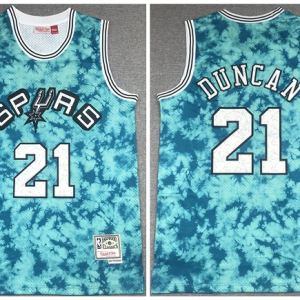 NBA San Antonio Spurs #21 Tim Duncan Blue Mitchell & Ness Throwback Stitched Jersey