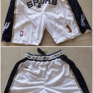 Men' San Antonio Spurs White NBA Shorts (Run Smaller)