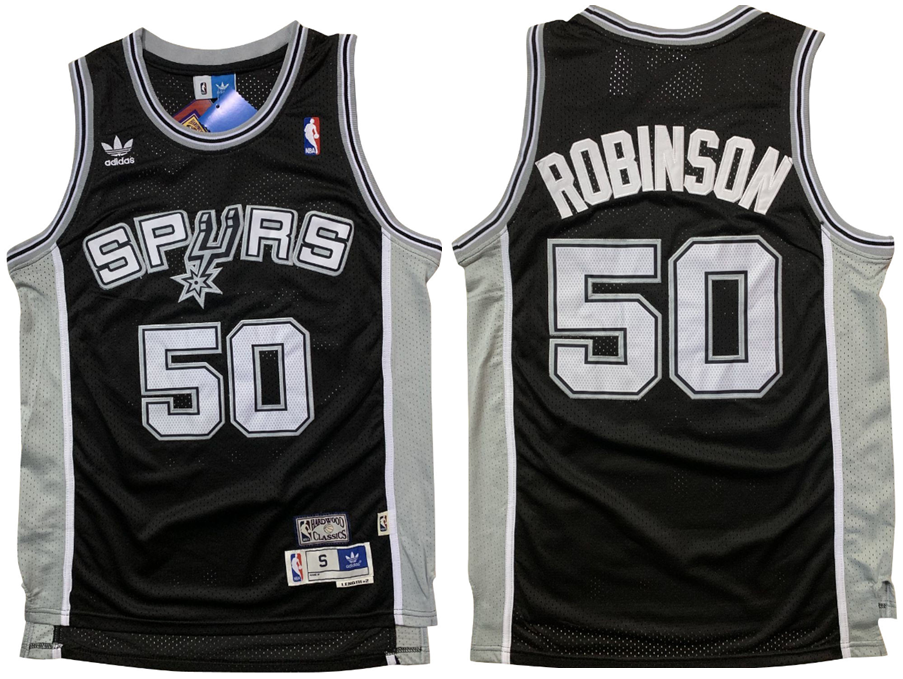 San Antonio Spurs #50 The Admiral Nickname Black Swingman Throwback Jersey