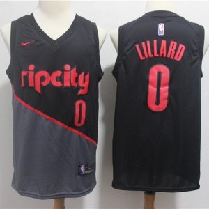 NBA Blazers 0 Damian Lillard Black 2018-19 City Edition Edition Swingman Nike Men Jersey