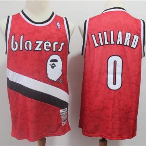 Comfortable Monkey Portland Trail Blaze 0 Damian Lillard Red Men Jersey