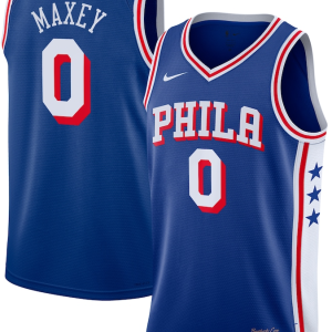 Men's Philadelphia 76ers #0 Tyrese Maxey Blue City Edition Swingman Jersey