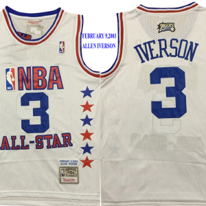 NBA Philadelphia 76ers #3 Iverson White All-Star Jersey