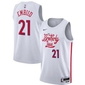 Men's Philadelphia 76ers #21 Joel Embiid 2022-23 White City Edition Swingman Jersey