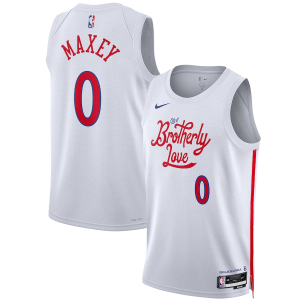 Men's Philadelphia 76ers #0 Tyrese Maxey 2022-23 White City Edition Swingman Jersey