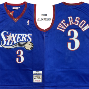 NBA Philadelphia 76ers #3 Iverson Blue Throwback Jersey