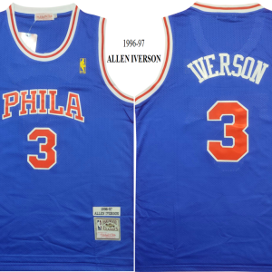 NBA Philadelphia 76ers #3 Iverson Blue Throwback Jersey