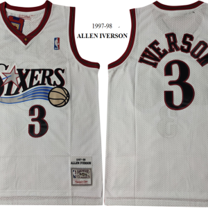 NBA Philadelphia 76ers #3 Iverson White Throwback Jersey