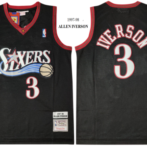 NBA Philadelphia 76ers #3 Iverson Black Throwback Jersey