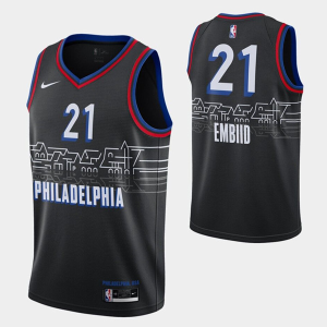 NBA Philadelphia 76ers #21 Joel Embiid Black City Swingman 2020-21 Jersey