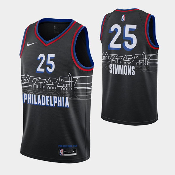 NBA Philadelphia 76ers #25 Ben Simmons Black City Swingman 2020-21Jersey