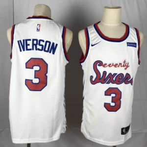 76ers #3 Iverson White Basketball Swingman Hardwood Classics Jersey
