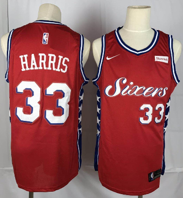 76ers #33 Harris Red Basketball Swingman Hardwood Classics Jersey
