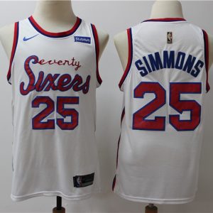 76ers #25 Ben Simmons White Basketball Swingman Hardwood Classics Jersey