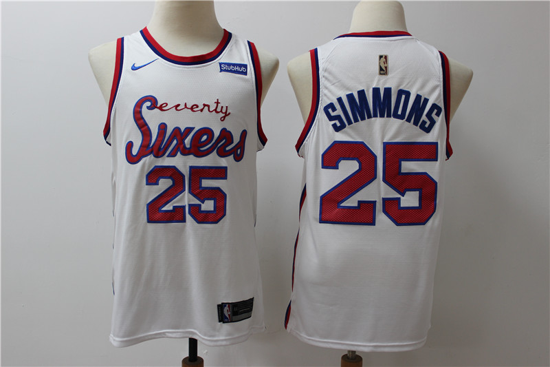 76ers #25 Ben Simmons White Basketball Swingman Hardwood Classics Jersey