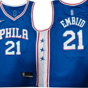 NBA Philadelphia 76ers #21 Embiid Blue Nike Jersey