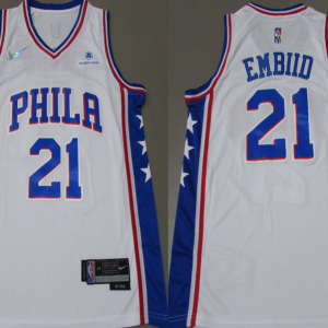 NBA Philadelphia 76ers #21 Embiid White Nike Jersey