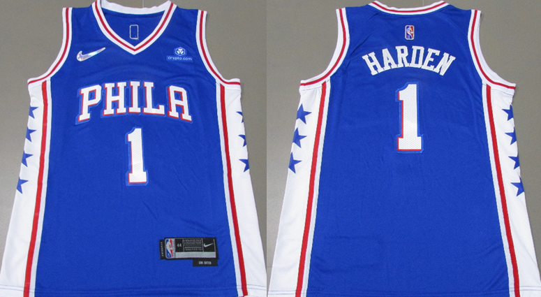 NBA Philadelphia 76ers #1 Harden Blue Nike Jersey