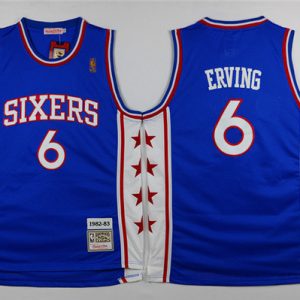 NBA Philadelphia 76ers #6 Erving Blue Jersey