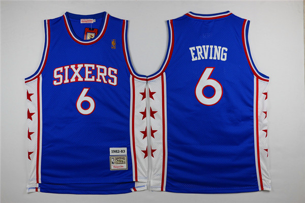 NBA Philadelphia 76ers #6 Erving Blue Jersey