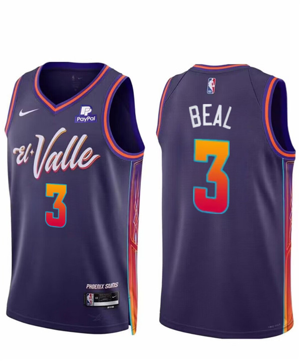 NBA Phoenix Suns #3 Bradley Beal Purple 2023/24 City Edition Stitched Basketball Jersey