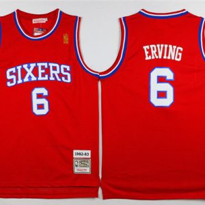 NBA Philadelphia 76ers #6 Erving Red Jersey