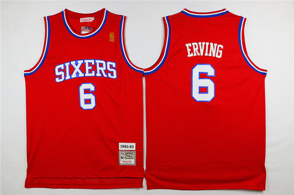 NBA Philadelphia 76ers #6 Erving Red Jersey
