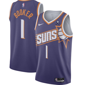 NBA Phoenix Suns #1 Devin Booker Purple 2023 Icon Edition Stitched Basketball Jersey