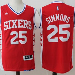 NBA Philadelphia 76ers #25 Simmons Red Jersey