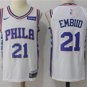 Nike NBA Philadelphia 76ers #21 Embiid White Jersey