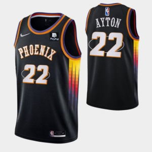 Men's Phoenix Suns #22 Deandre Ayton Black 75th Anniversary Jersey