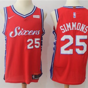 Nike NBA Philadelphia 76ers #25 Simmons Red Jersey