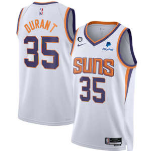 NBA Phoenix Suns #35 Kevin Durant White Association Edition With No.6 Patch Jersey