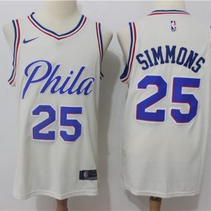 Nike NBA Philadelphia 76ers #25 Simmons Cream Jersey