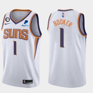 NBA Phoenix Suns #1 Devin Booker White Association Edition With NO.6 Patch Jersey