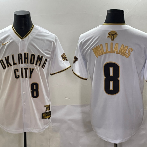 Men's Oklahoma City Thunder #8 Jalen Williams White Baseball Jersey